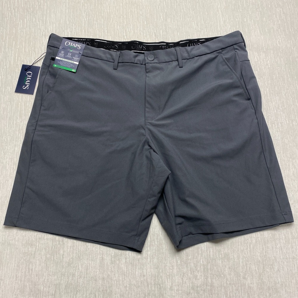 Chaps Golf Athletic Shorts Mens 40 Charcoal Gray Stretch Slim Fit Performance